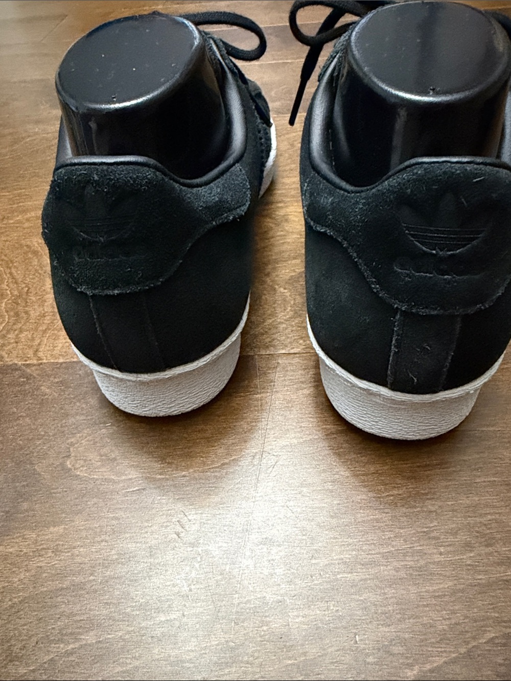 adidas Black Suede Sneakers with Aged Copper-Tone Shell Toe - Picture 5 of 10